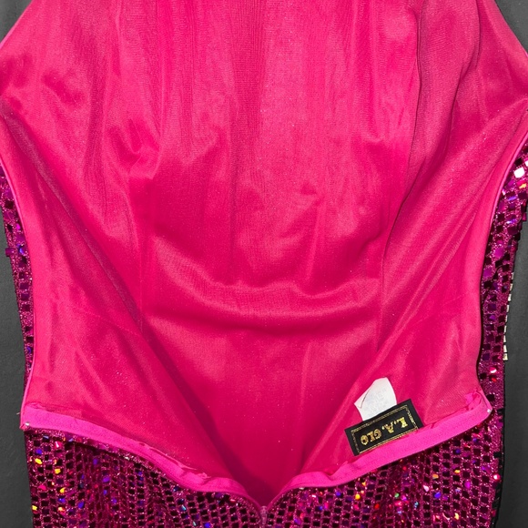 Vintage Hot Pink Iridescent Prom Dress - Picture 5 of 6